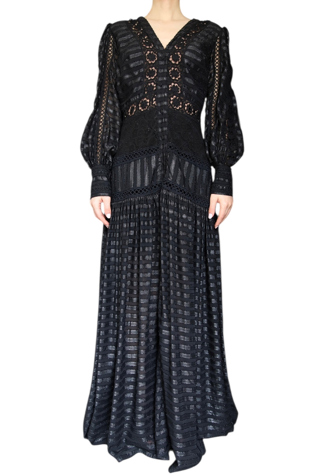 Martha Medeiros Black Embroidered Gown - BR 44 / US 10