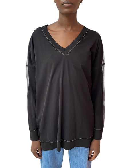 Fabiana Fillipi Black Mesh Overlay Sweater - XXL