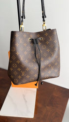 Louis Vuitton Monogram Canvas Black Leather Neo Noe MM Bag