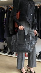 Celine Black Croc-Embossed Medium Phantom Luggage Tote