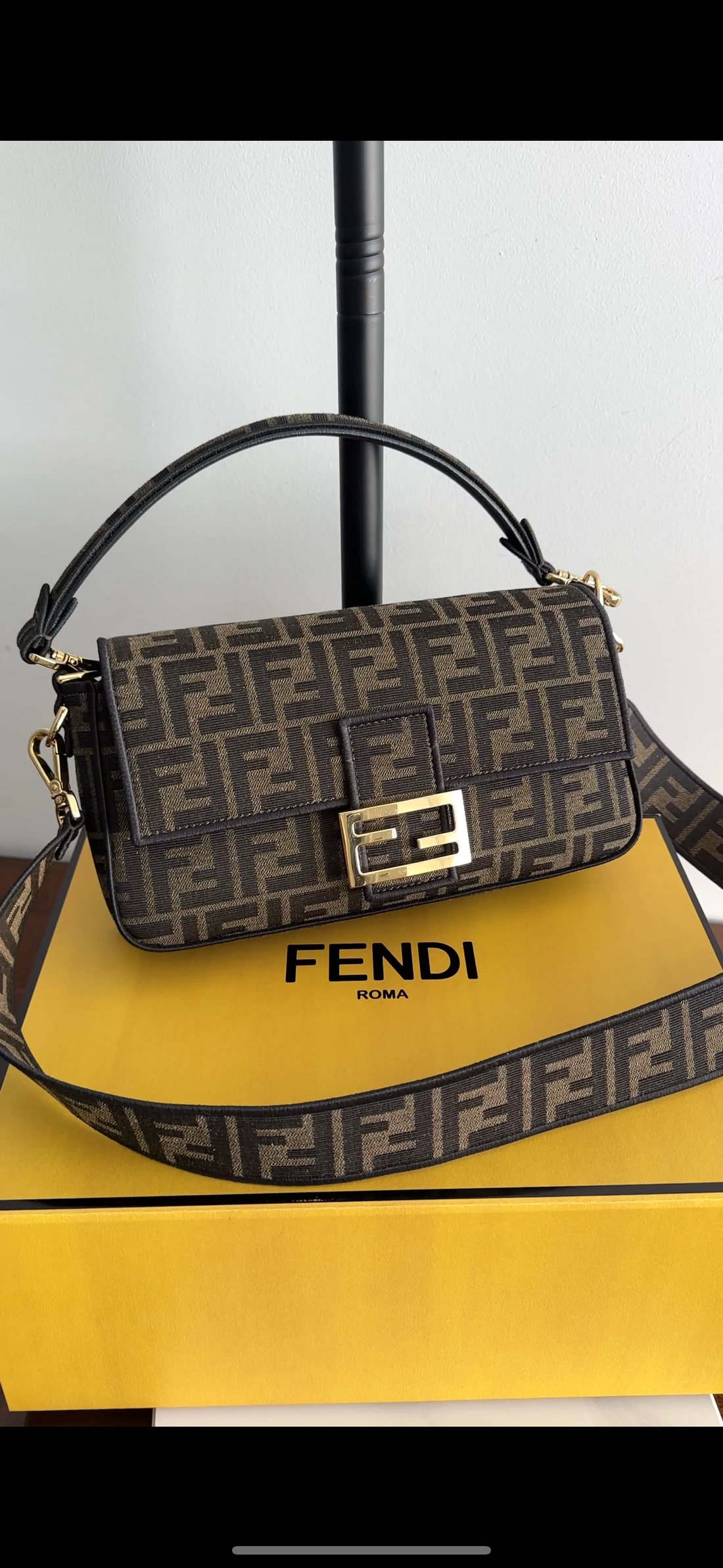 Fendi Brown FF Zucca Medium Two Way Baguette Bag