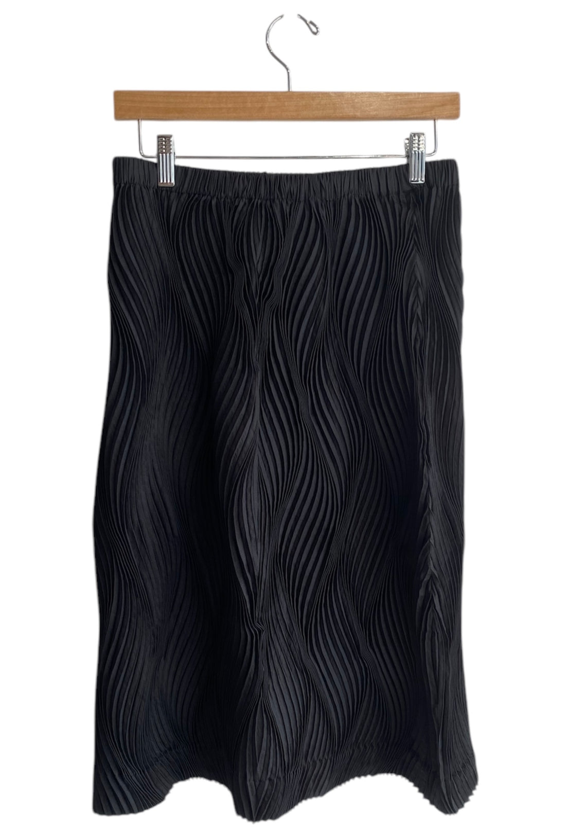 Issey Miyake Black Wave Pleated Top and Skirt Set