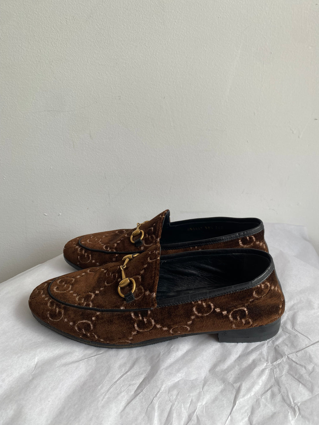 Gucci Brown Velvet Horsebit Loafers