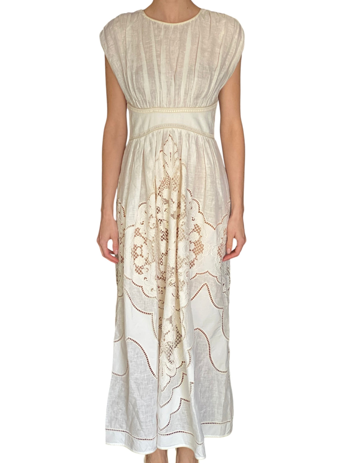 Zimmermann Beige “Daylight” Broderie Linen Gown - 1 / US 4-6