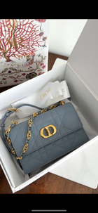 Dior Blue Leather Cannage Miss Caro Mini Chain Bag