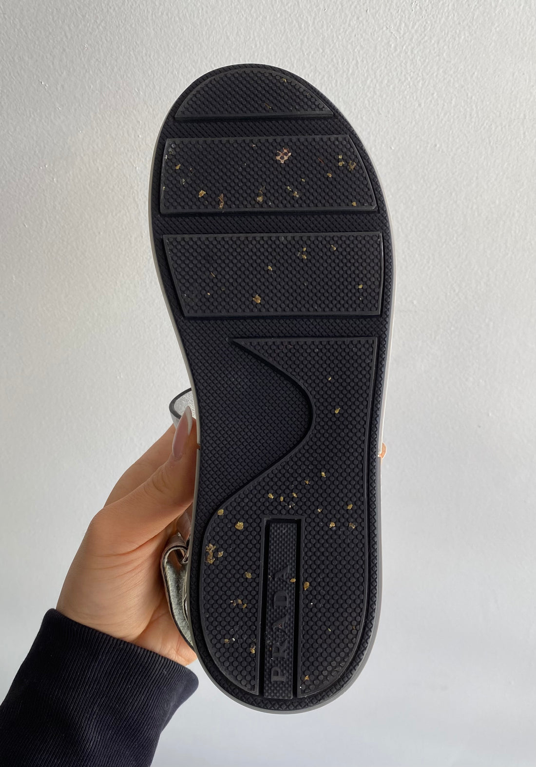 Prada Silver Metallic Leather Sandals - 37