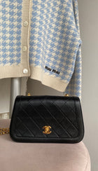 Chanel Vintage 1989 Black Leather Mini Bijoux Curve Full Flap Bag