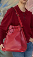 Louis Vuitton Vintage 1990 Red Epi Leather Noe GM Bucket Bag