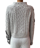 Ermanno Scervino Grey Cashmere Cable Floral Knit Sweater - US 6