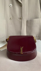 Saint Laurent Burgundy Patent Leather Voltaire Shoulder Bag