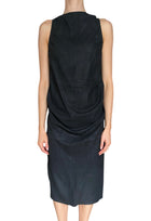 Rick Owens Black Island SS13 Leather Smocked Draped Dress - IT 42 / US 8