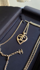 Chanel Light Gold Tone B22 P Chain Belt with CC Dangling Heart