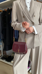 Saint Laurent Burgundy Patent Leather Voltaire Shoulder Bag