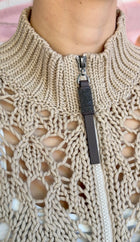 Brunello  Cuccinelli Cotton Open Knit Zip Monili Cardigan Sweater - S / US 4-6
