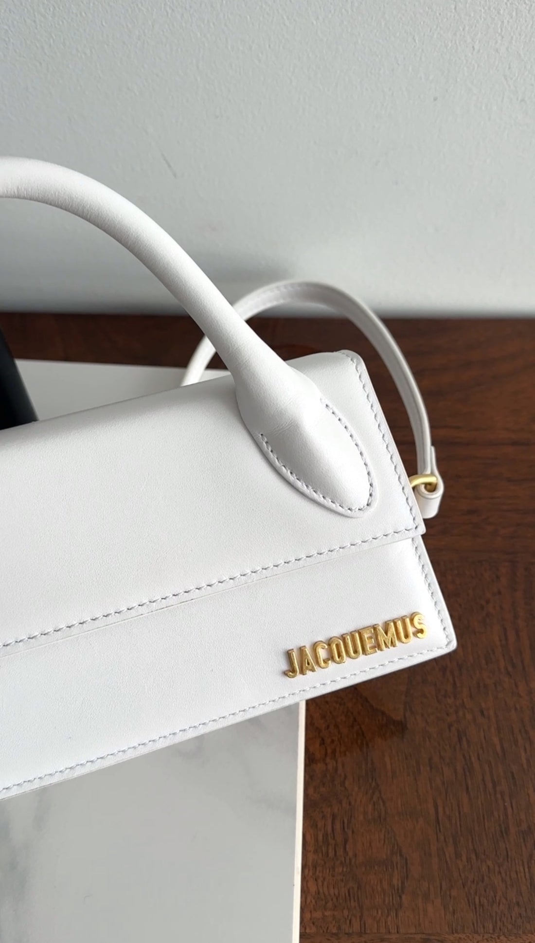 Jacquemus Le Chiquito Long White Two Way Top Handle Crossbody Bag