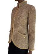 Chanel 2019 Gold Tweed Scarab Jacket - 38