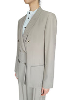 Giorgio Armani Taupe Double Breasted Silk Blazer - 44 / US 8-10