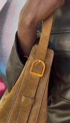 Khaite Brown Suede Leather Augustina Hobo Shoulder Bag