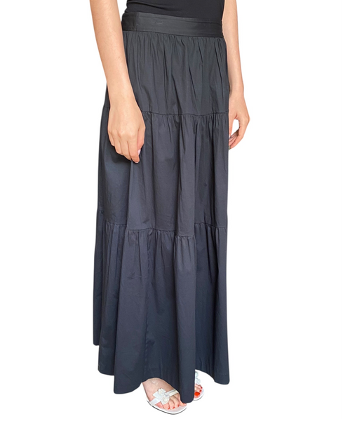 Staud Navy Tiered Maxi Skirt - 8 – I MISS YOU VINTAGE