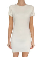 Anine Bing Ivory Ribbed Short Sleeve Mini Dress - M / US 6