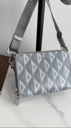 Christian Dior Grey Diamond Zip Crossbody Pouch Bag