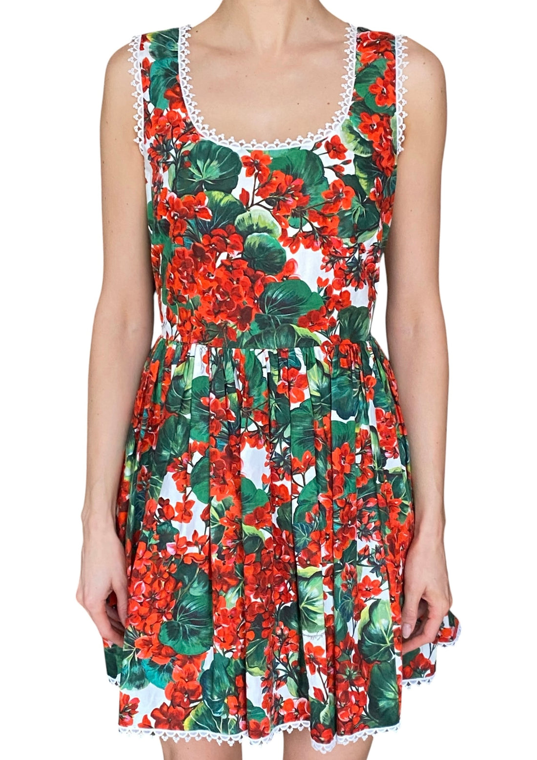 Dolce & Gabbana Red Portofino Floral Printed Mini Cocktail Dress - 44 / US 8