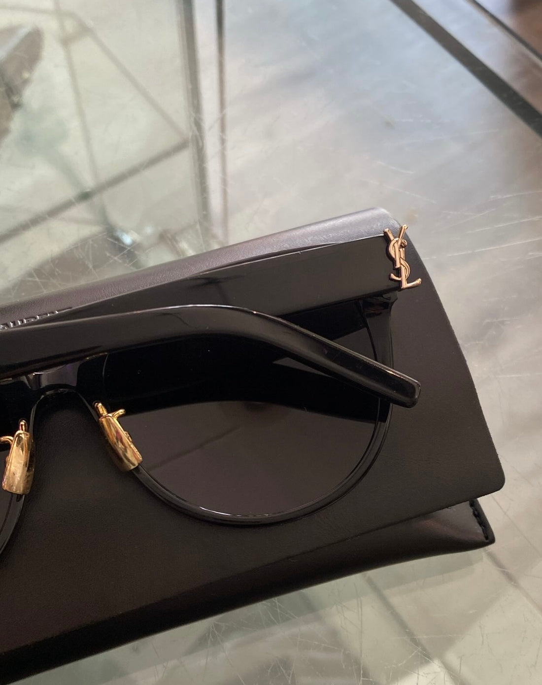 Saint Laurent Black & Gold Logo Sunglasses