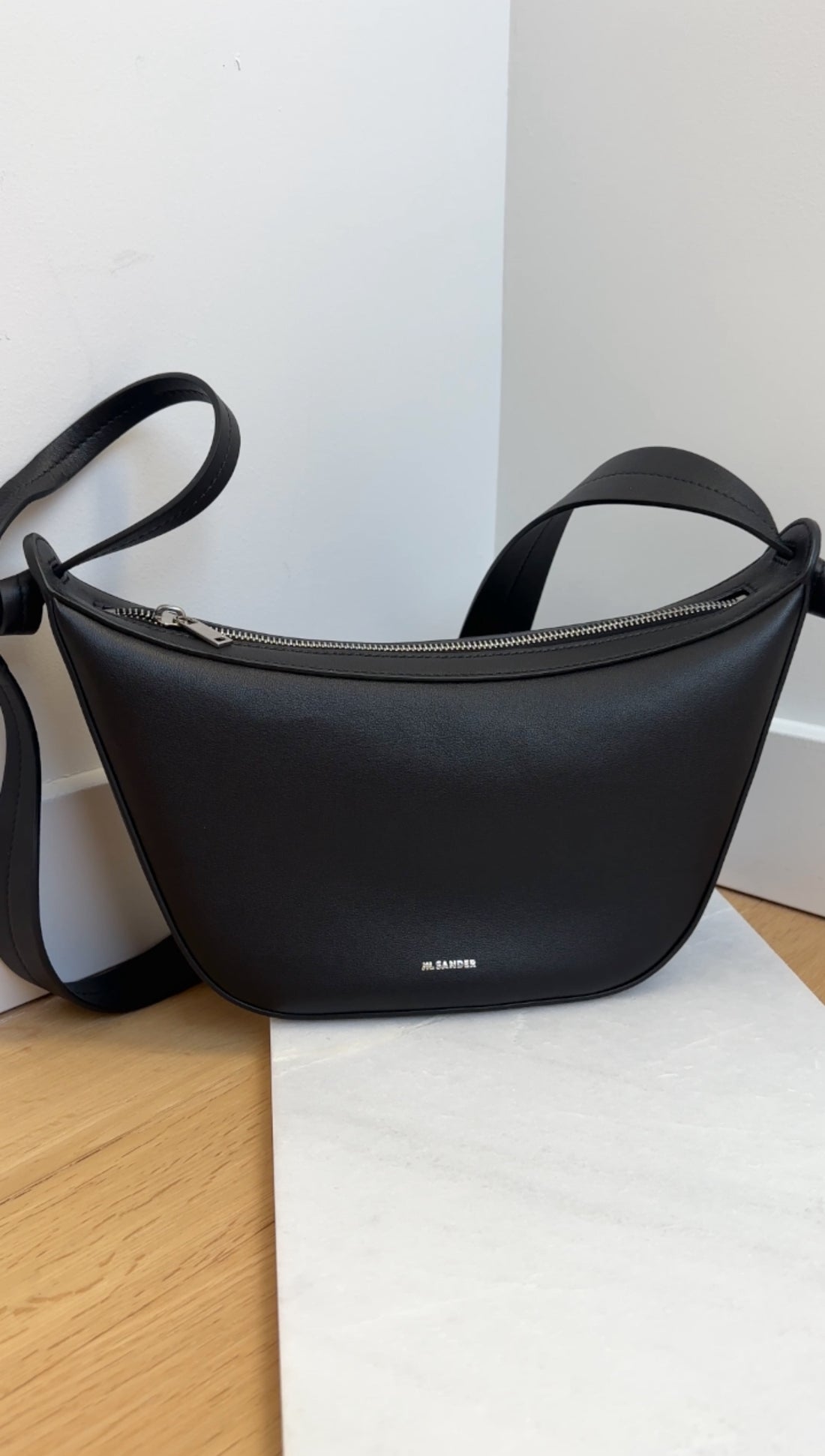 Jil Sander Black Leather Small Knot Bag