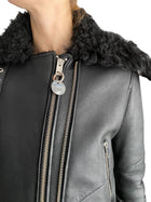 Diesel Black Replay Shearling Moto Jacket - XS / S