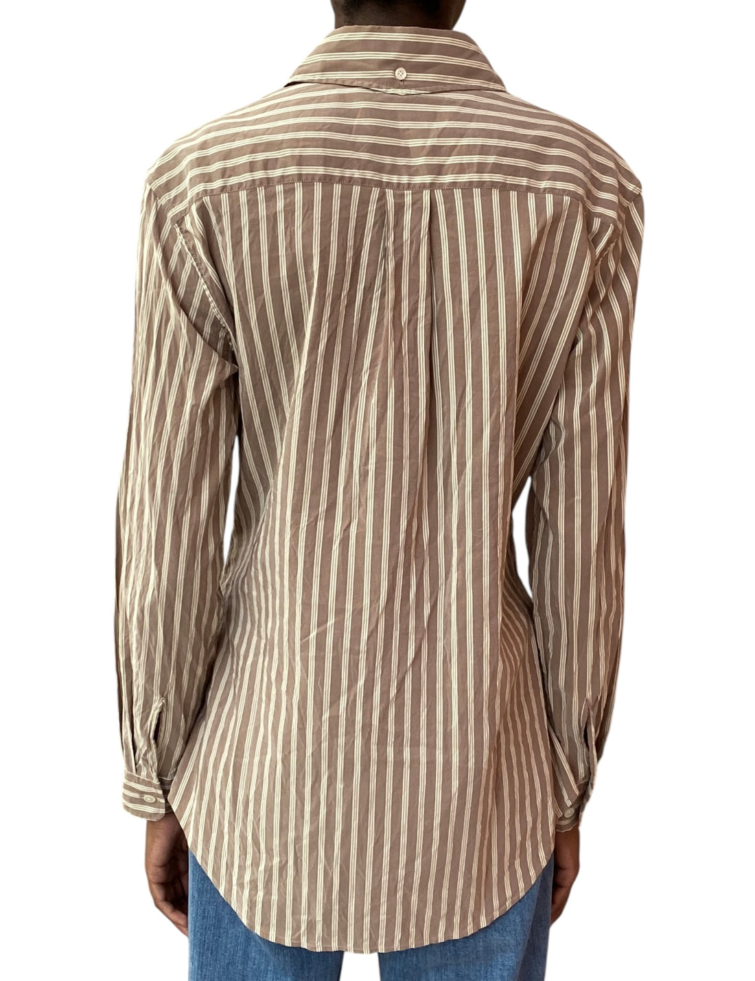 Lemaire Brown Striped Cotton Silk Blend Shirt - 38
