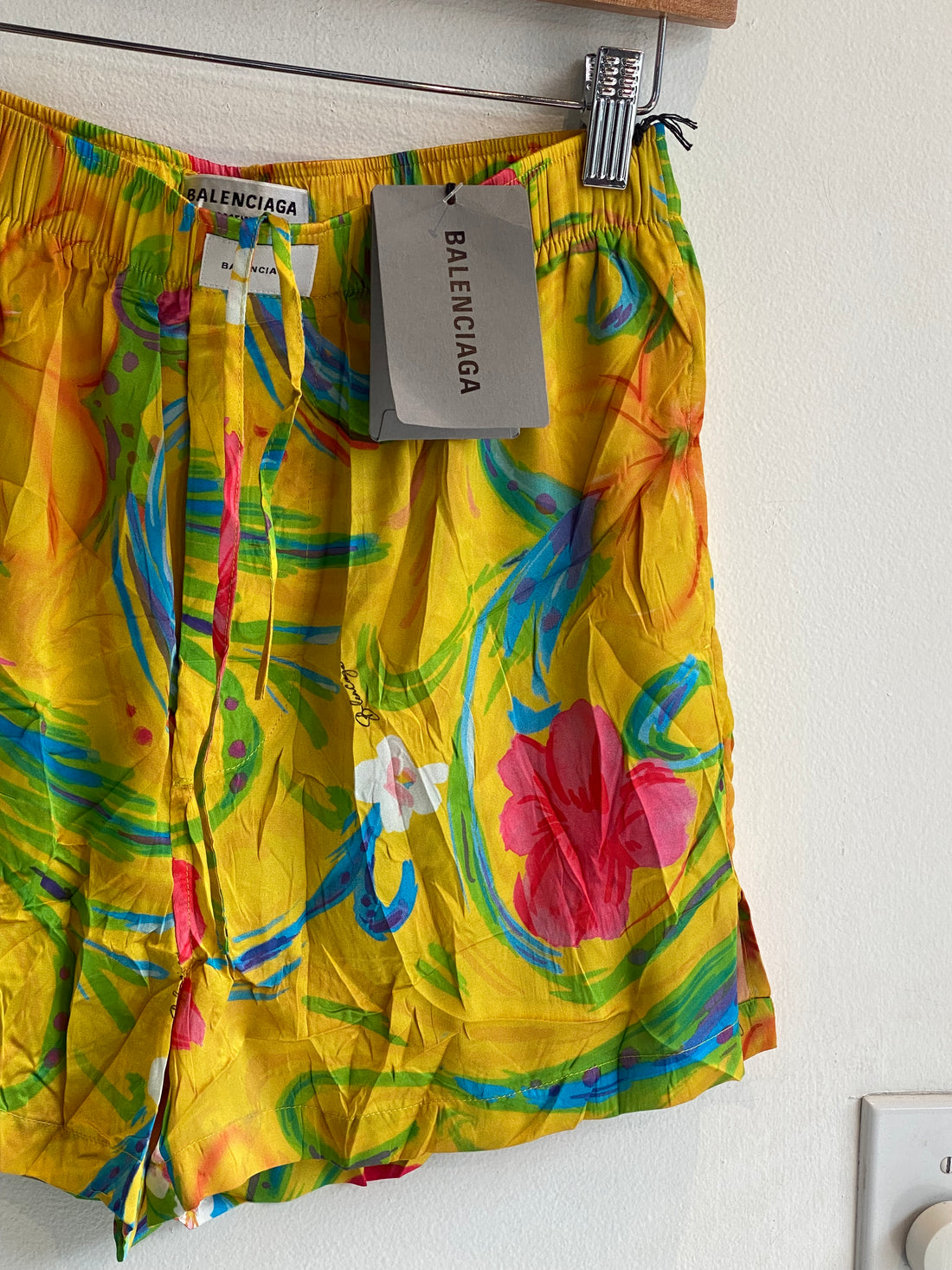 Balenciaga Satin Floral Print Shorts