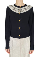 Nili Lotan Navy “Joséfa Fair Isle”Cashmere Cardigan - M
