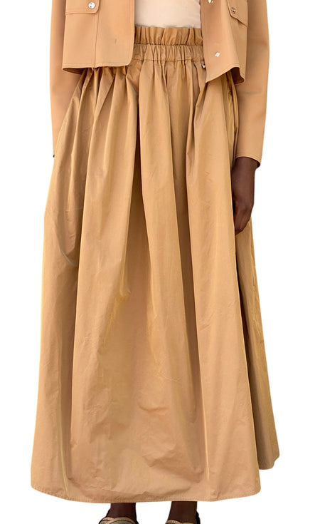 Herno Camel Pleated Nylon Maxi Skirt - 40 / US 6-8