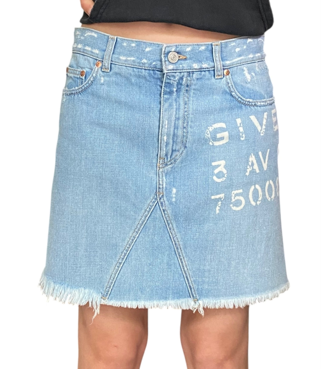 Givenchy Logo Printed Denim Mini Skirt - 38