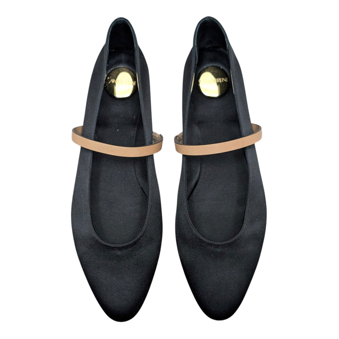 Saint Laurent Black Satin Crepe Gio Ballet Flats - 37