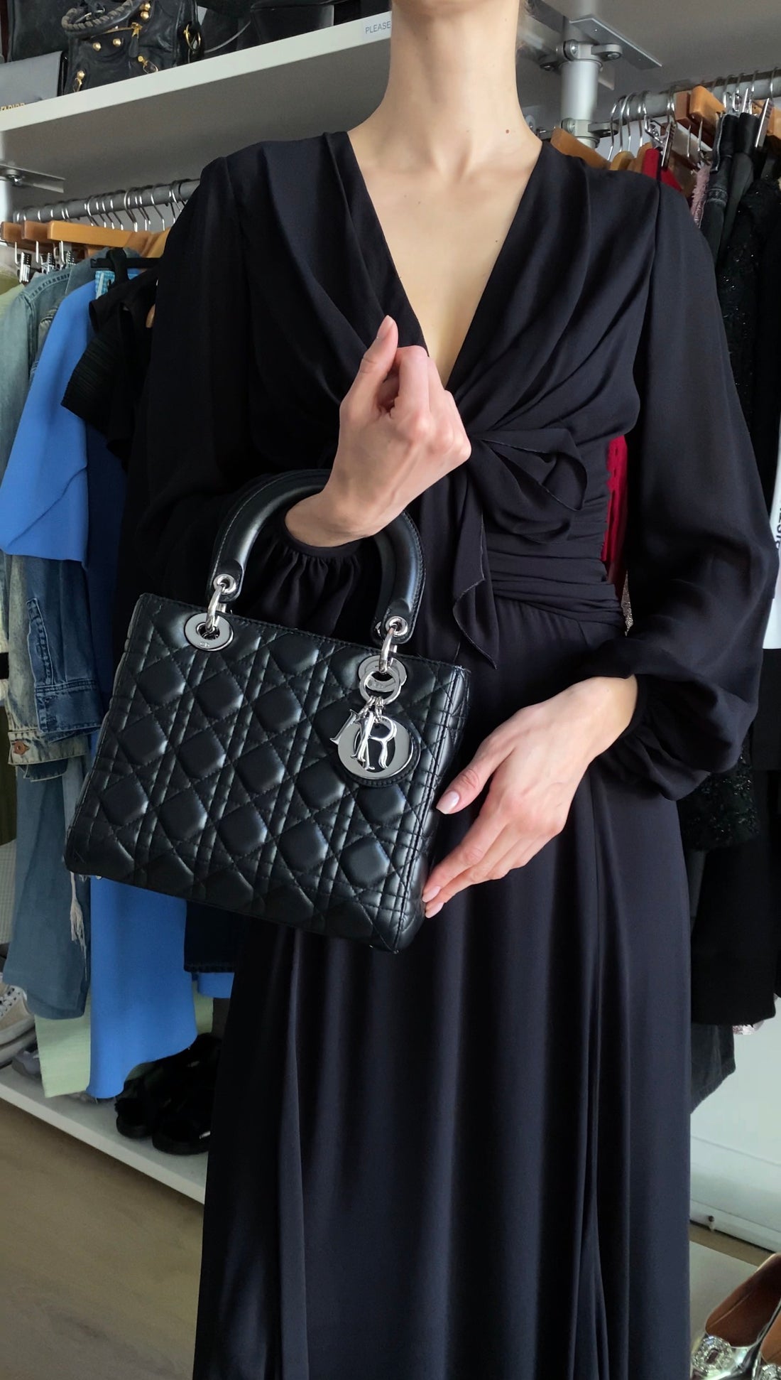 Lady Dior Black Cannage Leather Medium Bag SHW