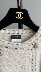 Chanel 16P Ivory Cotton / Cashmere Knit CC Pearl Jacket - FR36