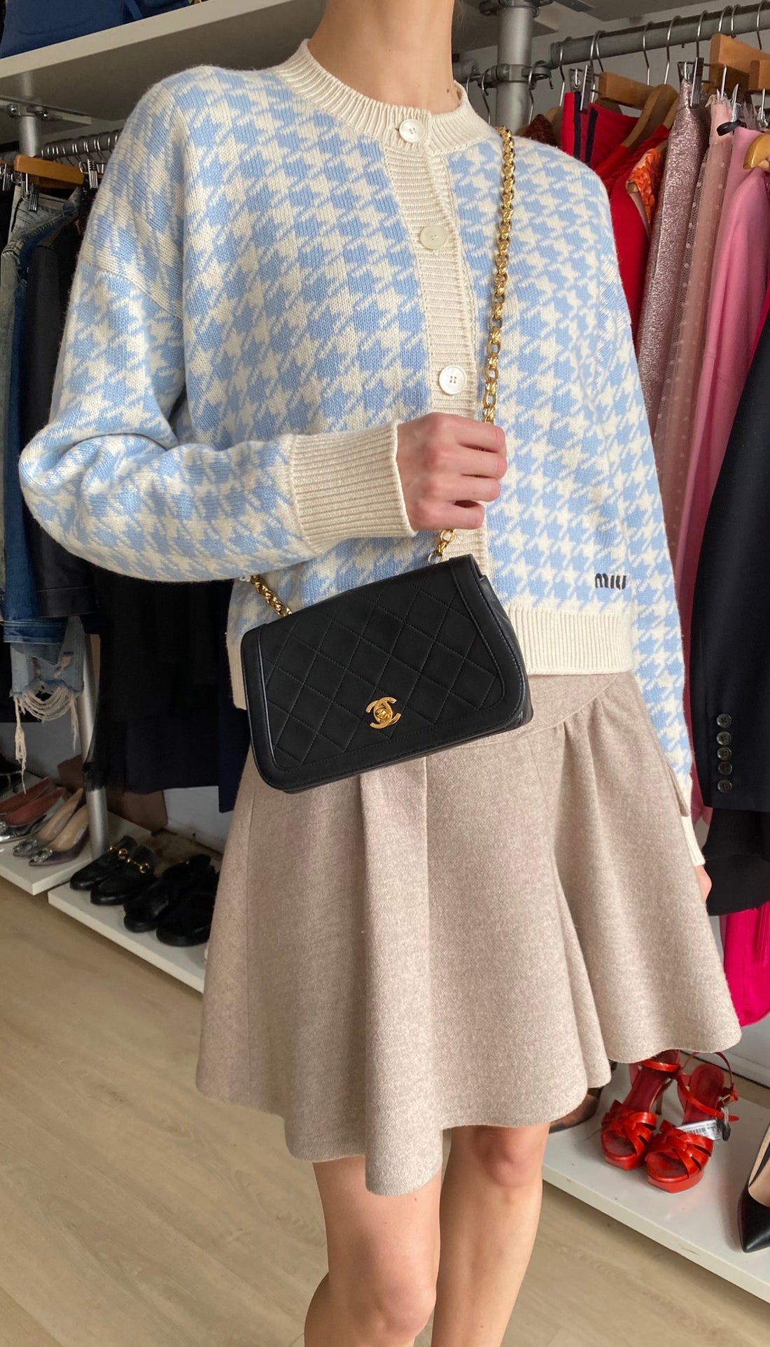 Chanel Vintage 1989 Black Leather Mini Bijoux Curve Full Flap Bag