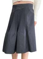 Junya Watanabe Black Pleated Asymmetrical Midi Skirt - M