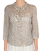 Giorgio Armani Taupe Velvet Leopard Effect Short Jacket - IT 46 / US 10