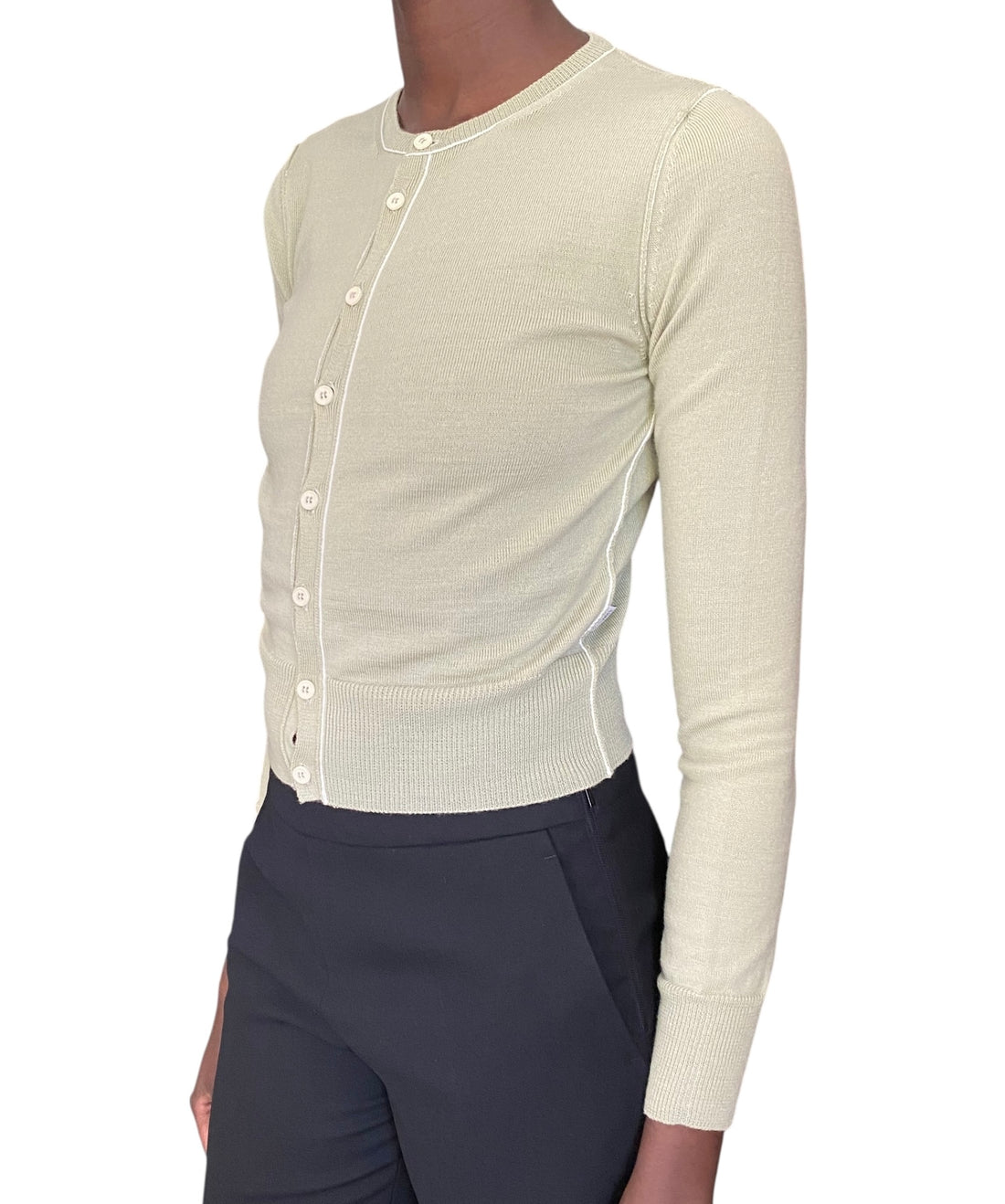 Maison Margiela MM6 Sage Green Reverse Wool Cardigan - M