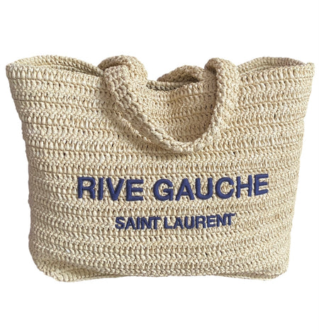 Saint Laurent Natural Raffia Rive Gauche Beach Shopping Tote