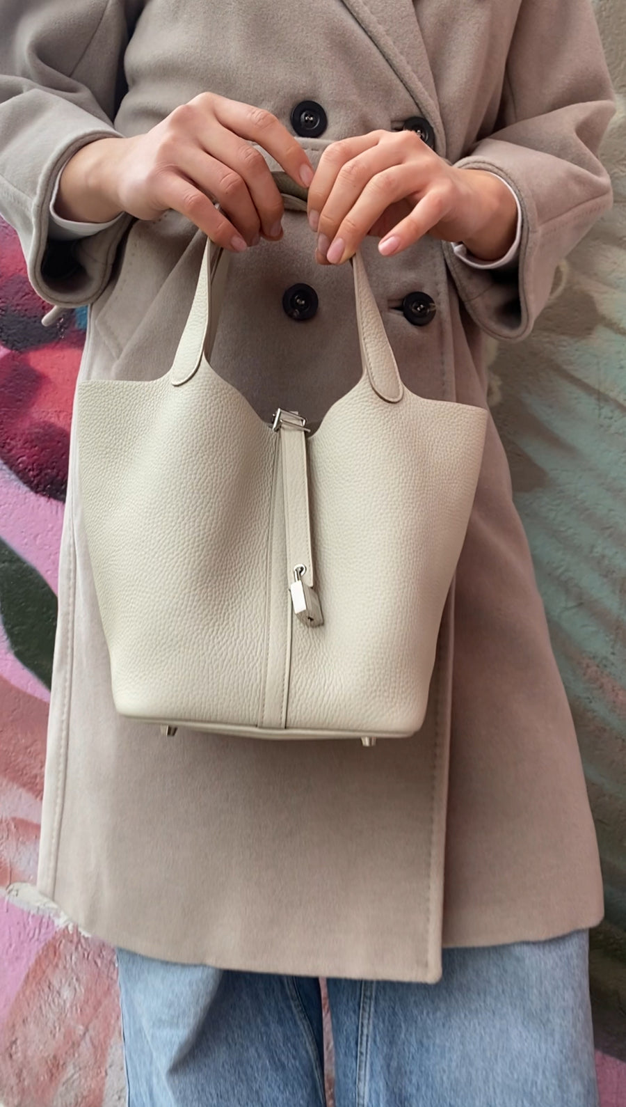 Hermes Picotin Lock 22 Bag in Clemence Beton Leather PHW