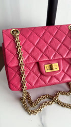 Chanel Hot Cherry Pink Aged Leather Mini 2.55 Reissue Flap Bag