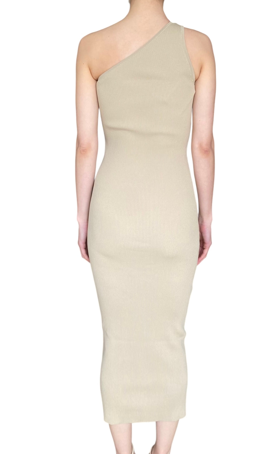 Toteme Beige One-Shoulder Ribbed Dress - XS / US 0-2