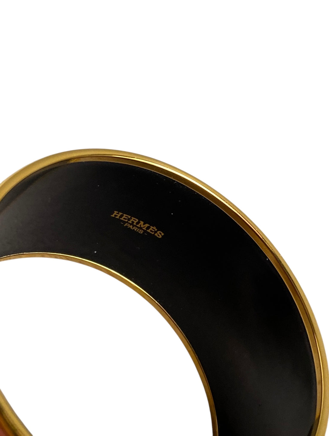 Hermes Peach Enamel Extra Wide Bangle Bracelet GHW