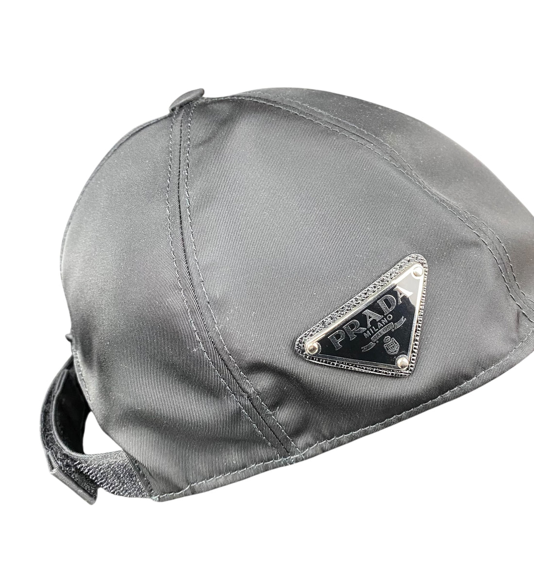 Prada Black Nylon Logo Baseball Cap - S