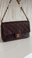 Chanel 23C Plum Quilted Caviar Leather Small CC You Flap Bag