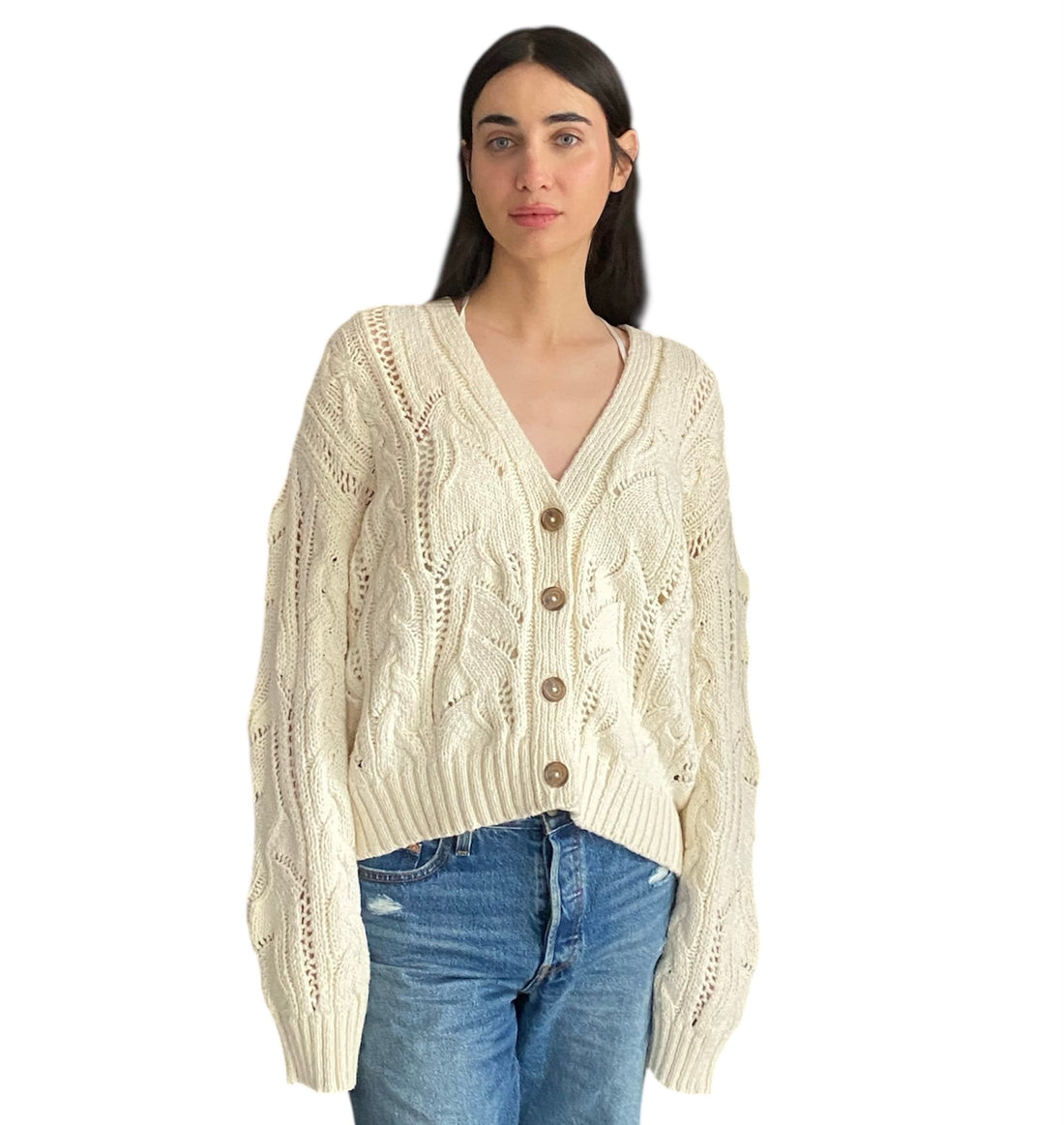 Jenni Kayne Ivory Cable Cardigan - S