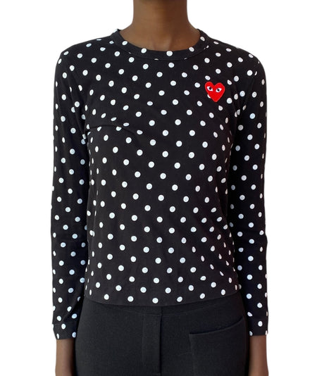 CDG Play Black Polkadot Long Sleeve Top - S